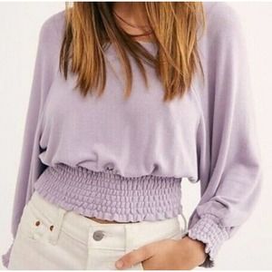 Free People Lilac Square Neck Dolman Sleeve Golden Tee Size Small